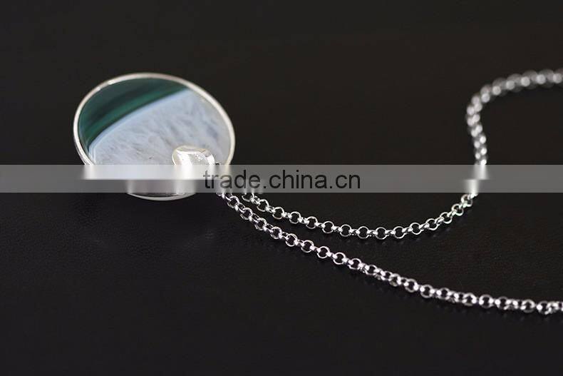 2016 China Style Plants On The River Side 925 Sterling Silver Agate Necklace Pendant for Women Fashion Necklace Jewelry