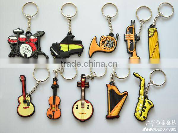 Mini Volin Guitar Ukelele shape led flashlight keychain / 3d metal keychain