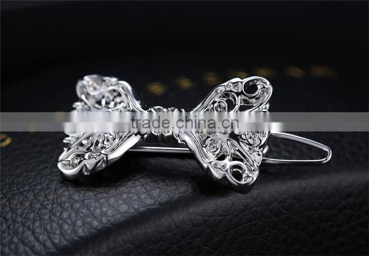 Latest model fashion bowknot Barrette bridal hair accessories, zinc alloy Barrette, handmade accessory for party girl dress