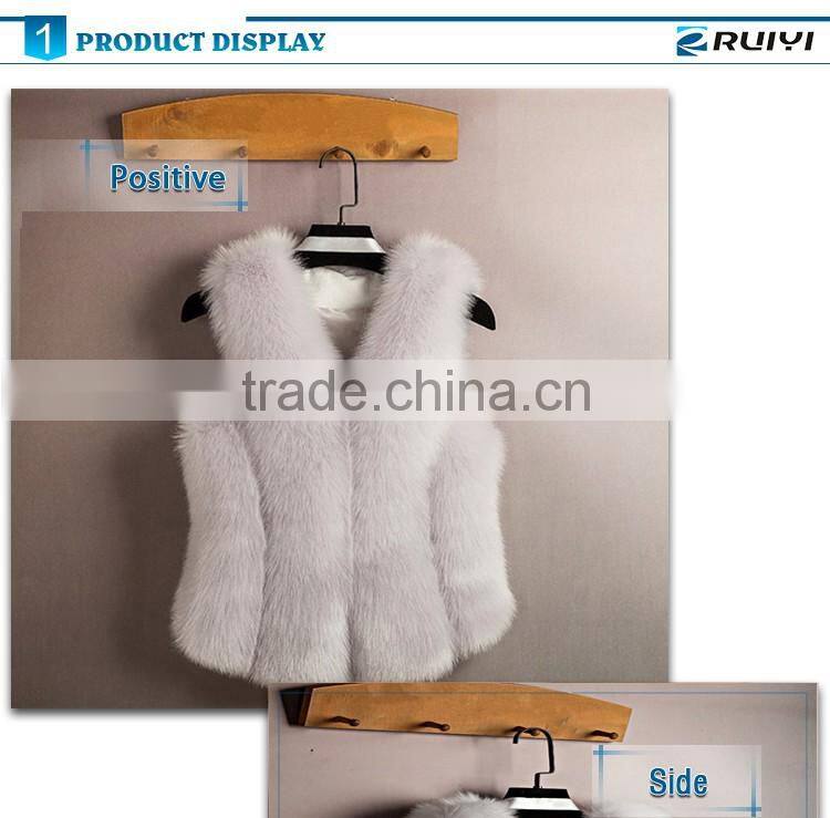 lady v-neck pink faux fur gilet