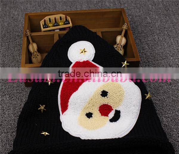 2015 New design santa design wool knitted cute winter christmas hat