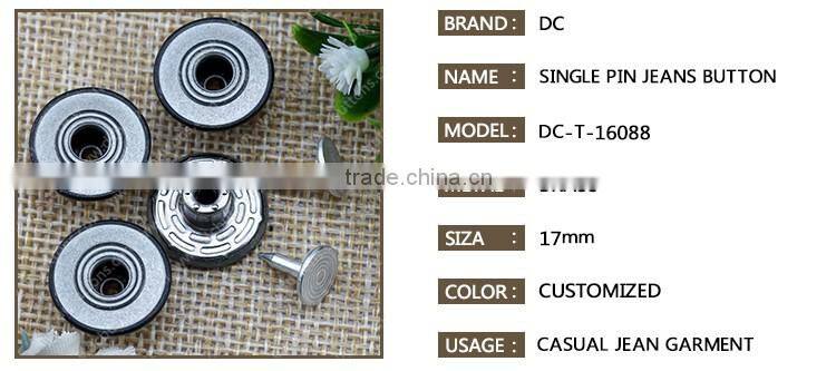 17 MM Single Pin Colored Button with Shirts Button Engraved Logo