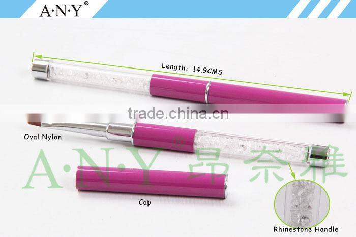 ANY Fashion Nail Art Pen Acrylic Handle Rhinestone Diamond Nail UV Gel Salon Flat Brush Nail Brushes Wholesale