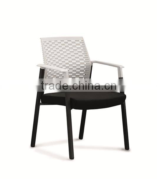 White Stackable Plastic Chair Without Armrest Chromed Frame Office Chair