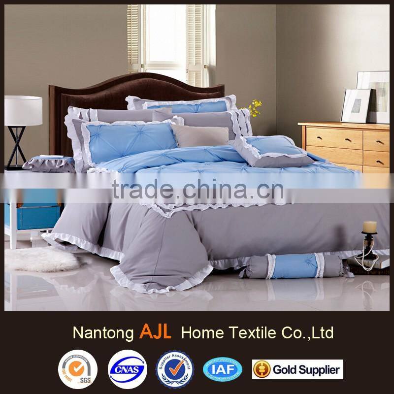 Feather 100% microfiber middle eastern market handmade quilting bed skirt blue comforter sets