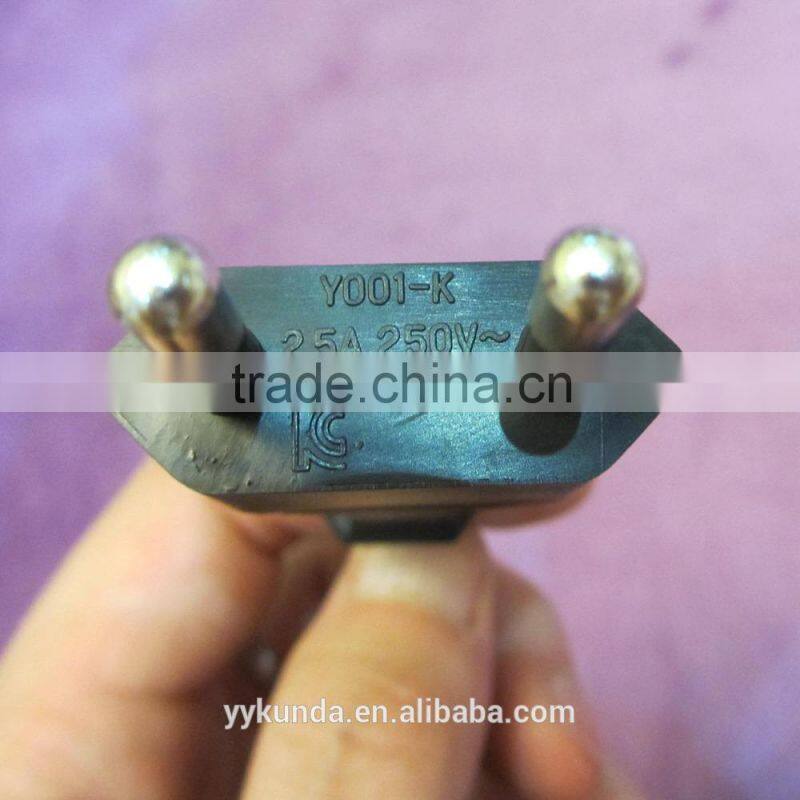Korea 2 pin plug VDE power cord with KC approval 2.5A 250V