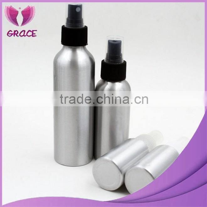 50ml Empty Aluminum Lotion Emulsion Spray Refillable Bottles with PP Nozzles for Cosmetic Packaging