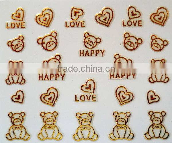 20 Designs Golden Nail Art Water Decal Sticker Transfer Stickers (XF6001-6020)HN1807