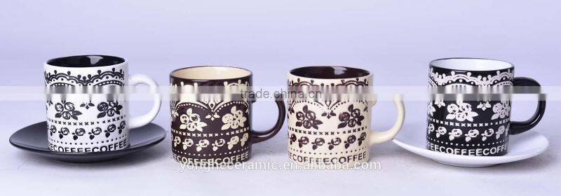 80ml disposable stoneware small coffee cups and suacers set