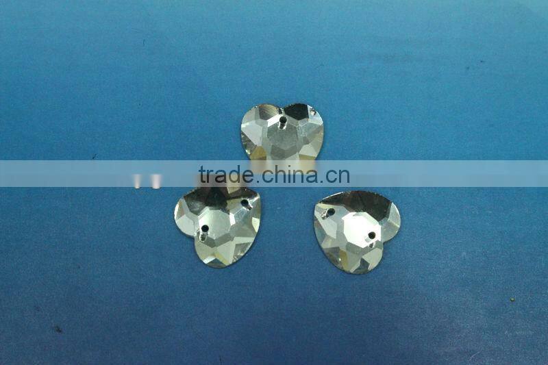Newest !!Highest quality sew-on crystal beads number 3074# Heart shape Clear color for garment