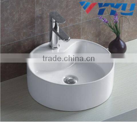 Sanitary ware ceramic basin white round shape single hole wash basin new desigh hot sale best quality art basin YB002