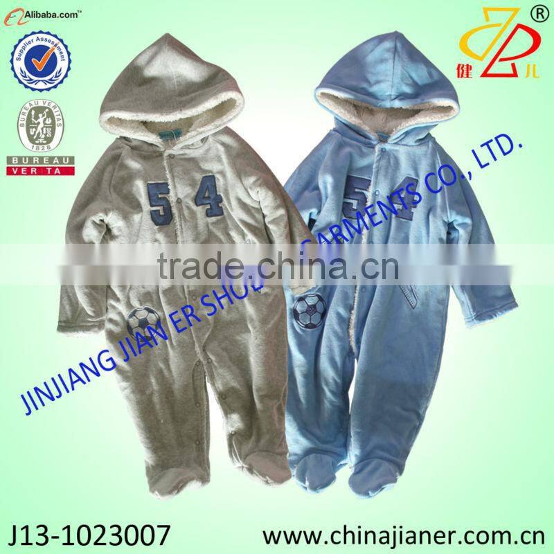 2015 new arrival design velour fabric baby winter romper baby clothing