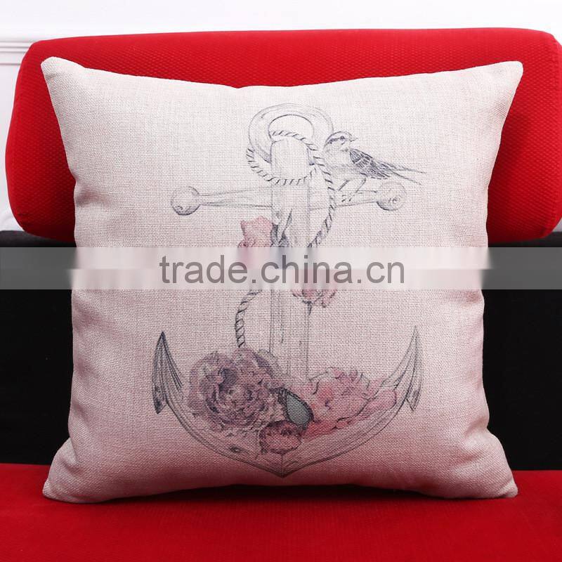 2016 Newest Anchor Linen Cotton Sofa Home Decor Throw Pillow Cases Cushion Covers