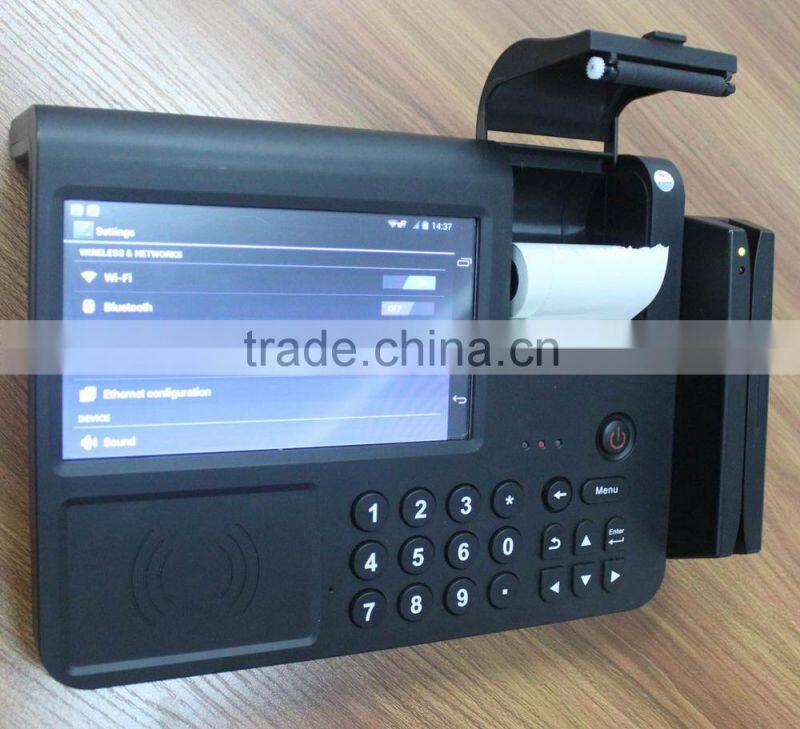 7 Inch Intelligent Tablet POS with PSAM Encryption, Bluetooth, RFID Card Reader, Printer