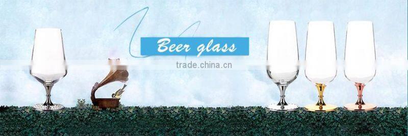 Glass Drinkware Custom Type Certification glalead free clear crystal stem big glass beer with rose gold stand