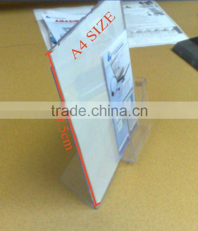 A4 sized acrylic brochure display racks with card holder