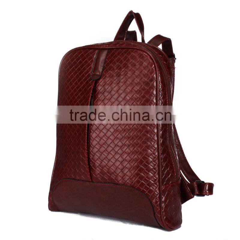 Luxury Women Girls Leather Woven Backpack Campus Shoulder Bag Bookbag Satchel
