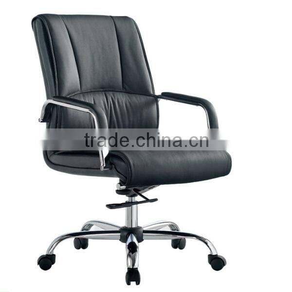 Mid Back Black Leather Home Office Furniture Meeting Chairs Office with no Wheels