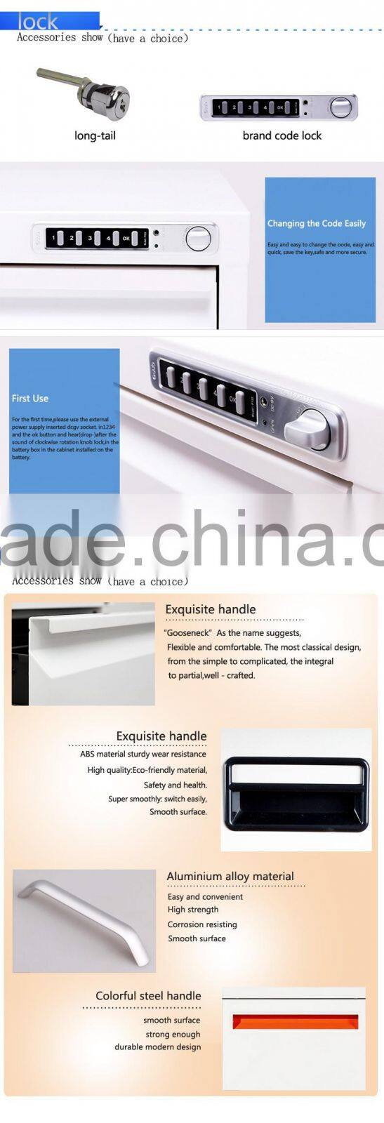 Modern style 3 drawer mobile pedestal cabinet