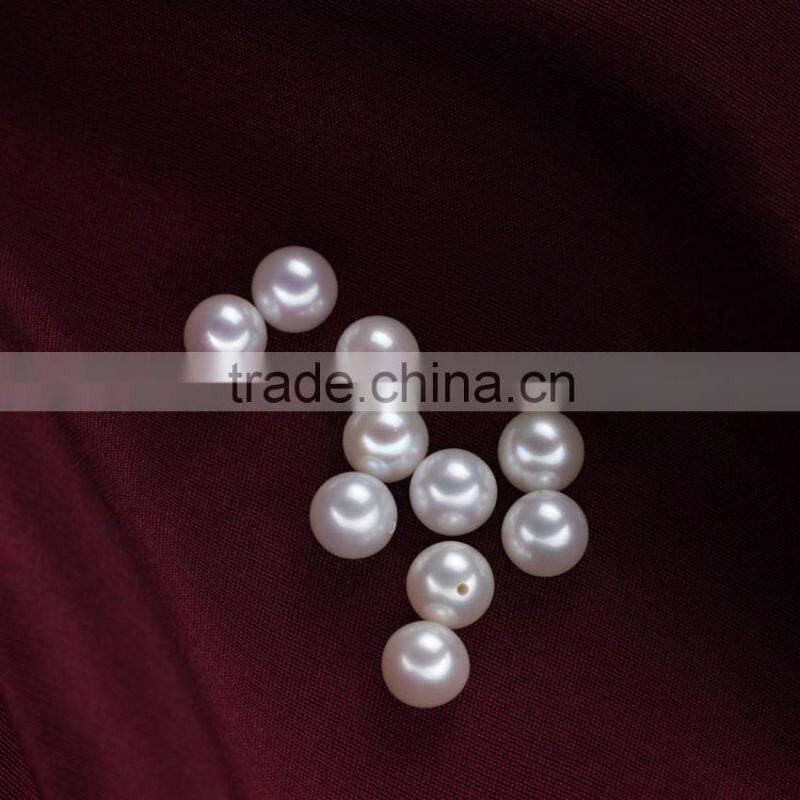 7-7.5mm AAA perfect round strong luster natural freshwater loose pearl no holes