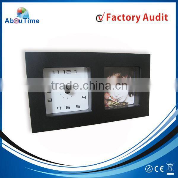 Wooden frame table clock with CE and ROHS can add customer's logo