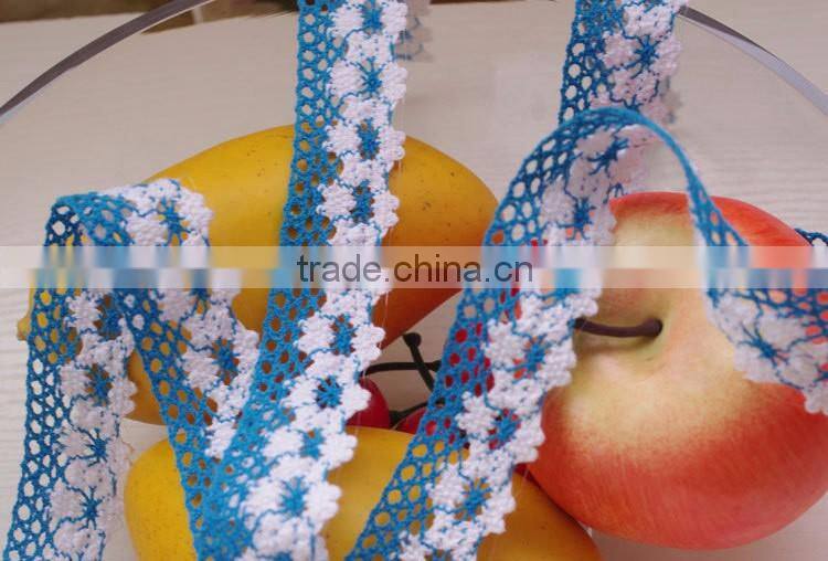 2016 blue african guipure Cotton ribbon trim crochet accessories lace c250104
