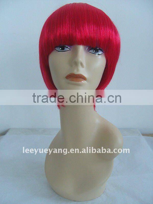 Perfect showy red color short bob wigs cosplay