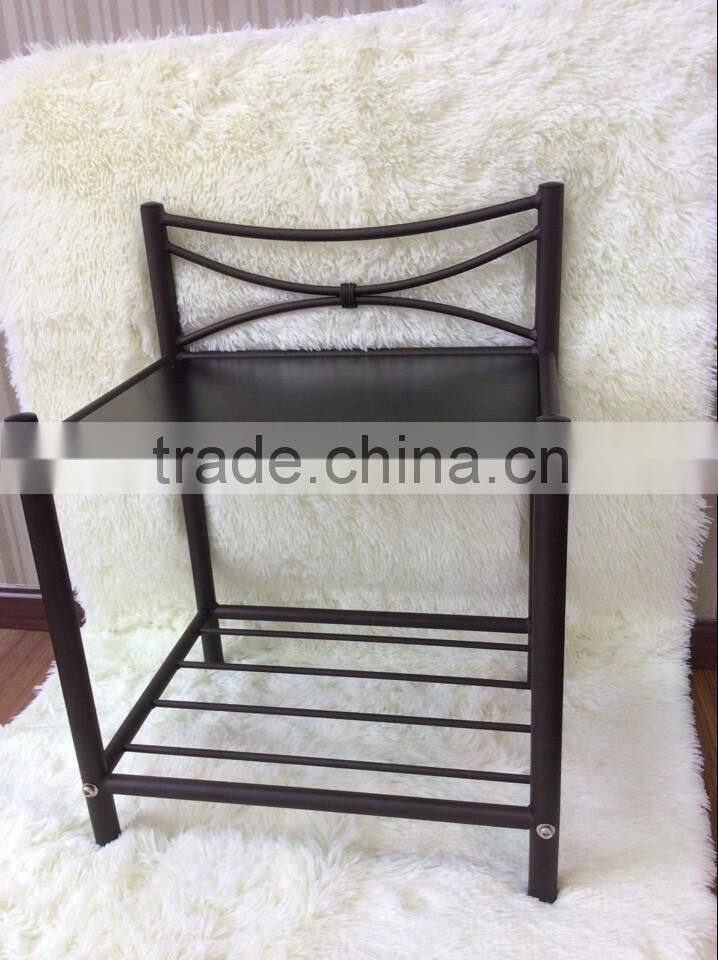 New Black Finish Metal Night Stand Accent Table with 2 Shelves