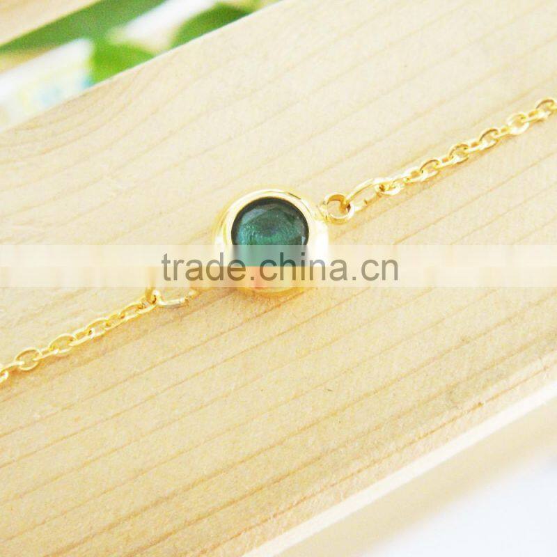 Wholesale emerald jewelry ladies stainless steel gold fake emerald bracelet wholesale
