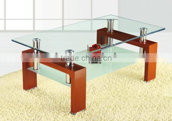 Glass Top wooden Base Coffee Table