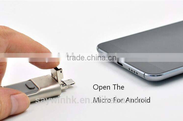 New design u disk 3 in 1 USB flash drive 32GB Customized for mobile phone