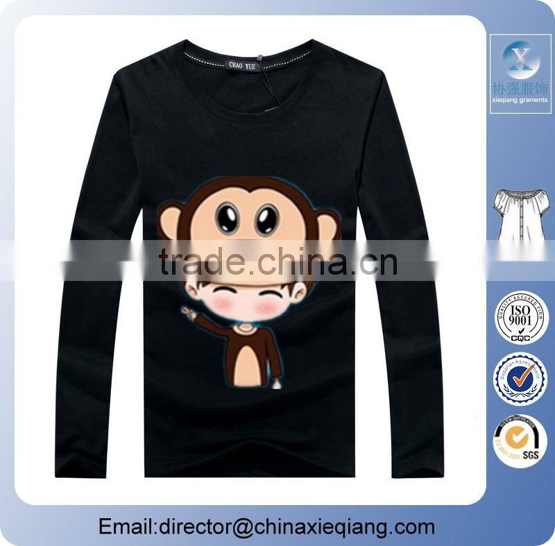 custom men t-shirt print/t-shirt embossing print/cheap long sleeve t shirt printing