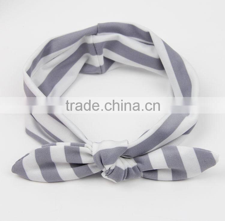 Top quality colorful striped bowknot knot girl hair headband,wholesale baby knot headband