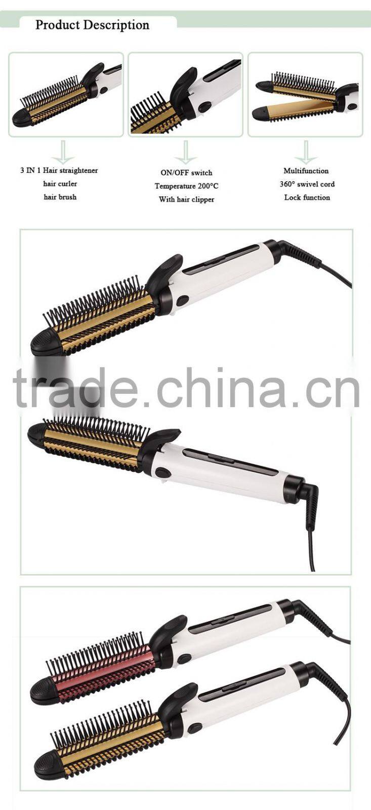 women wonder pro electric silver private label various ceramic 3 in 1 multifunction flat iron with comb