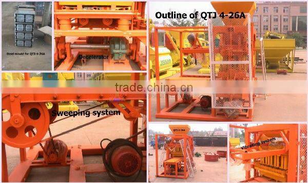 Cheap price QTJ4-26A cement hollow brick making machine concrete solid block shaping construction equipment in China