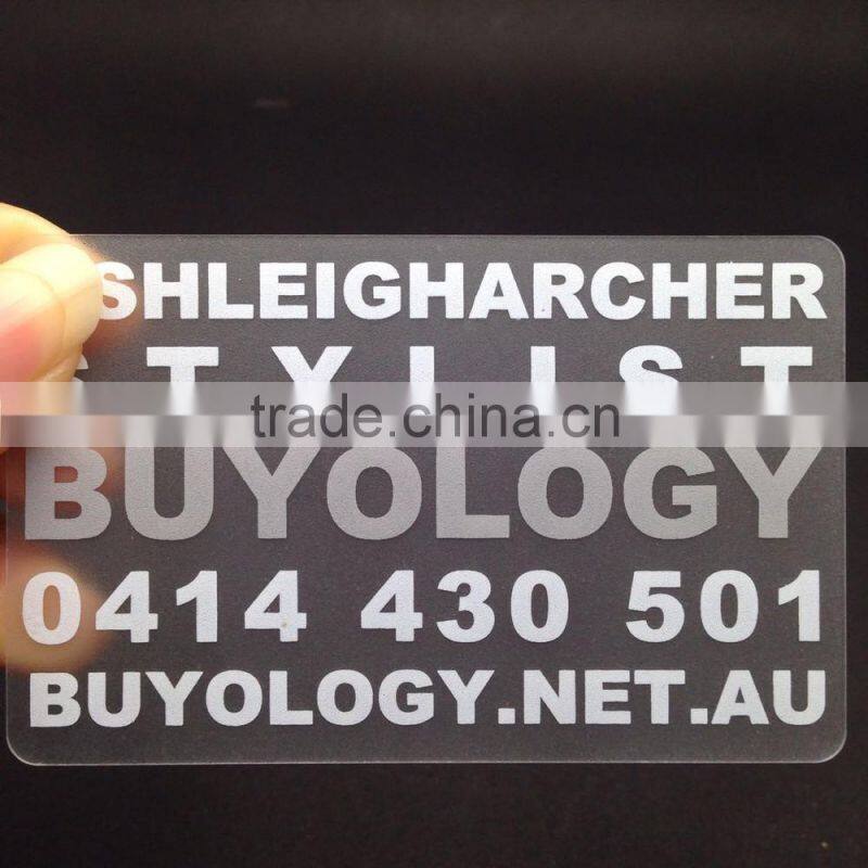 Transparent pvc material business visiting clear card