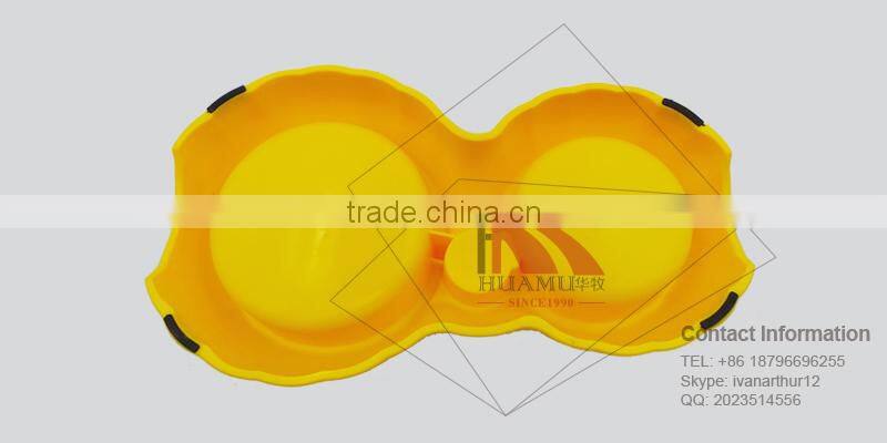 cat bowl with drinker in yellow 300*170*65 mm