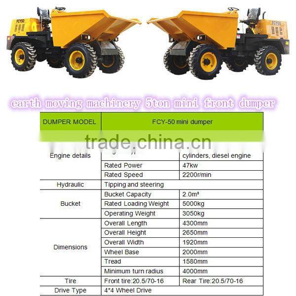 2016 CE 5ton FCY50 hydraulic site mini tip truck