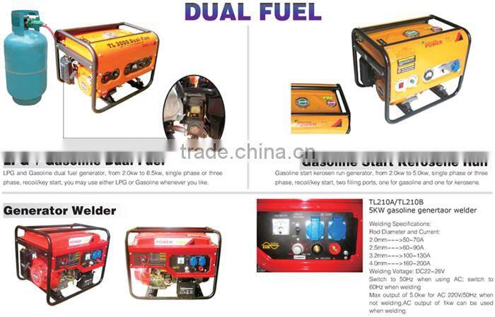 AC single phase 220v ~ 380v gasoline portable generator 2000w for sale