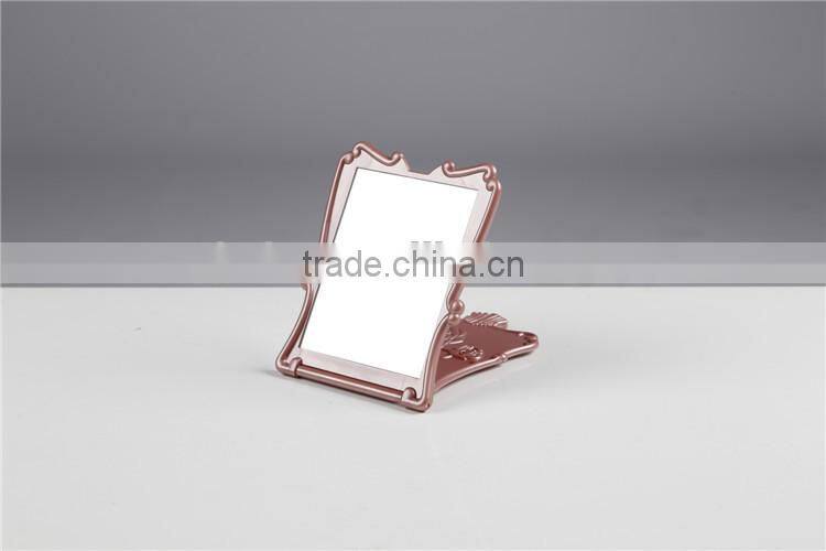 Plastic Mini Pocket Girl Makeup Compact Cosmetic Mirror With Rose Line