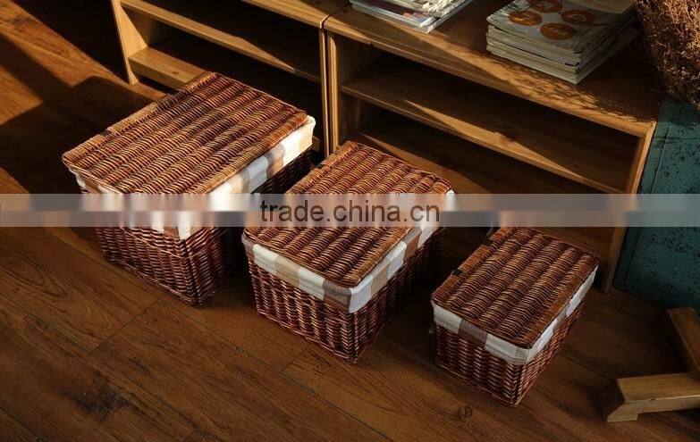 wholesale pop up wicker decorative trunk wicker dirty clothes storage chest hamper with lid