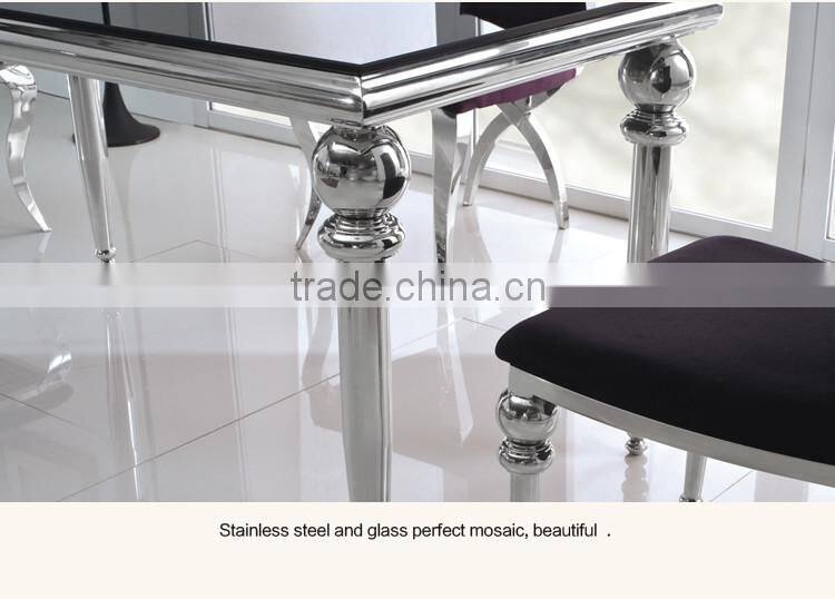 TH319 cheap glass top Dining table and chair sets