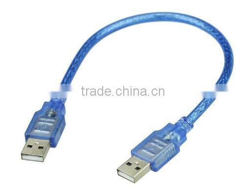 Factory Supplier USB 2.0 64 Knit Data Line Male to Male Transparant Blue Color Line