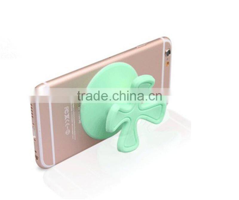 2015 New Customized Four Leaf Clove SiIliocne Sucktion Hooks Silicone Phone Holder