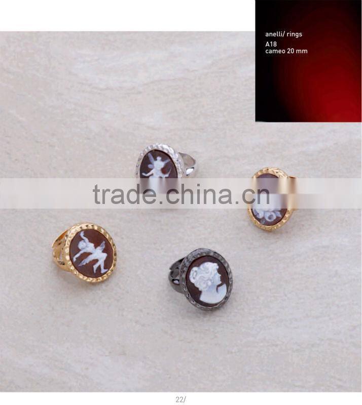 New Product 925 Sterling Silver Elegant Handcrafted Cameo Fairy Rings Made in Italy A201 cameo 22mm