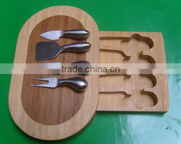 bamboo cheese cutting board with knife