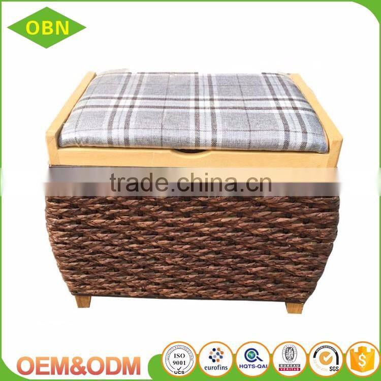 High quality antique straw ottoman storage