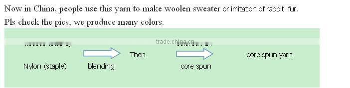 28s/2 Dyed Core spun yarn 57%viscose 25%nylon 18%PBT yarn for sweater