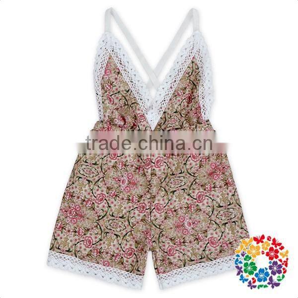 Newborn Baby Girls Sleeveless Backless Floral Romper