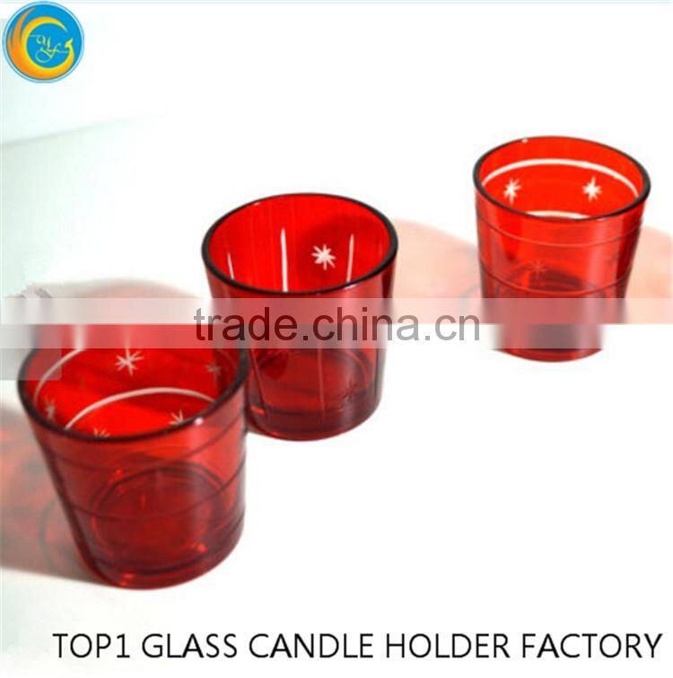 Red glass tea light holde